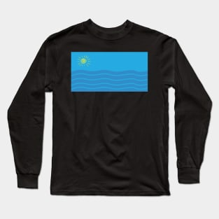 Sun and Sea Blue stripes waves and Sun Long Sleeve T-Shirt